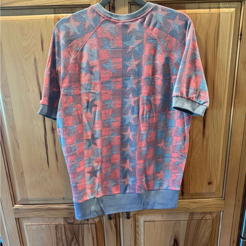 LuLaRoe Red and Blue Short Sleeve Knit Top - Picture 4 of 4